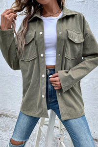 Textured Flap Pocket Shacket