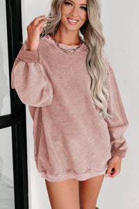 Pink Ribbed Sweatshirt
