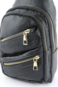Black Faux Leather Crossbody Bag