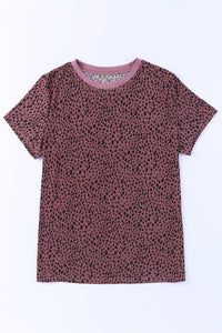 Short Sleeve Cheetah Print Blouse