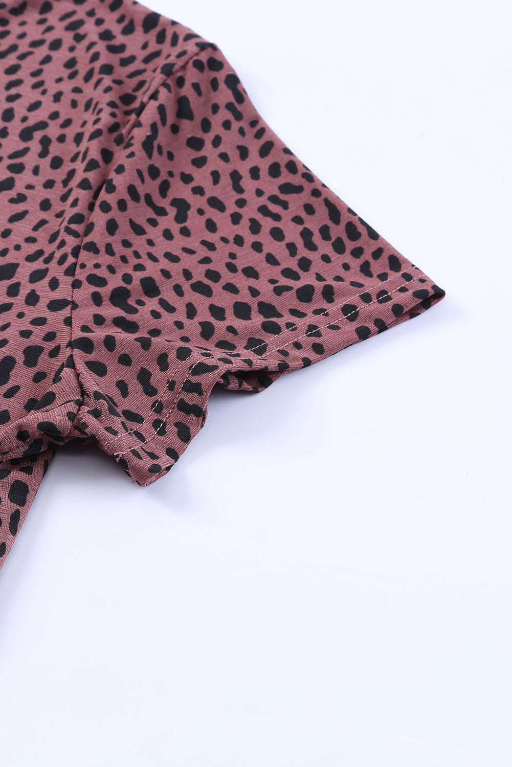 Short Sleeve Cheetah Print Blouse