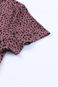 Short Sleeve Cheetah Print Blouse