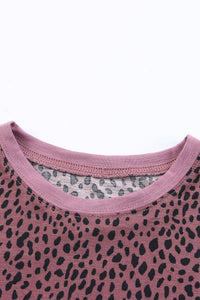Short Sleeve Cheetah Print Blouse