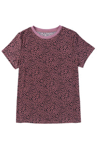 Short Sleeve Cheetah Print Blouse