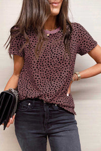 Short Sleeve Cheetah Print Blouse