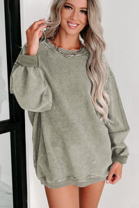 Green Ribbed Sweatshirt