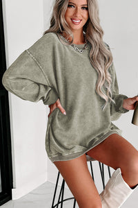 Green Ribbed Sweatshirt