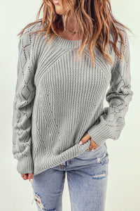 Gray Hollow-Out Sweater