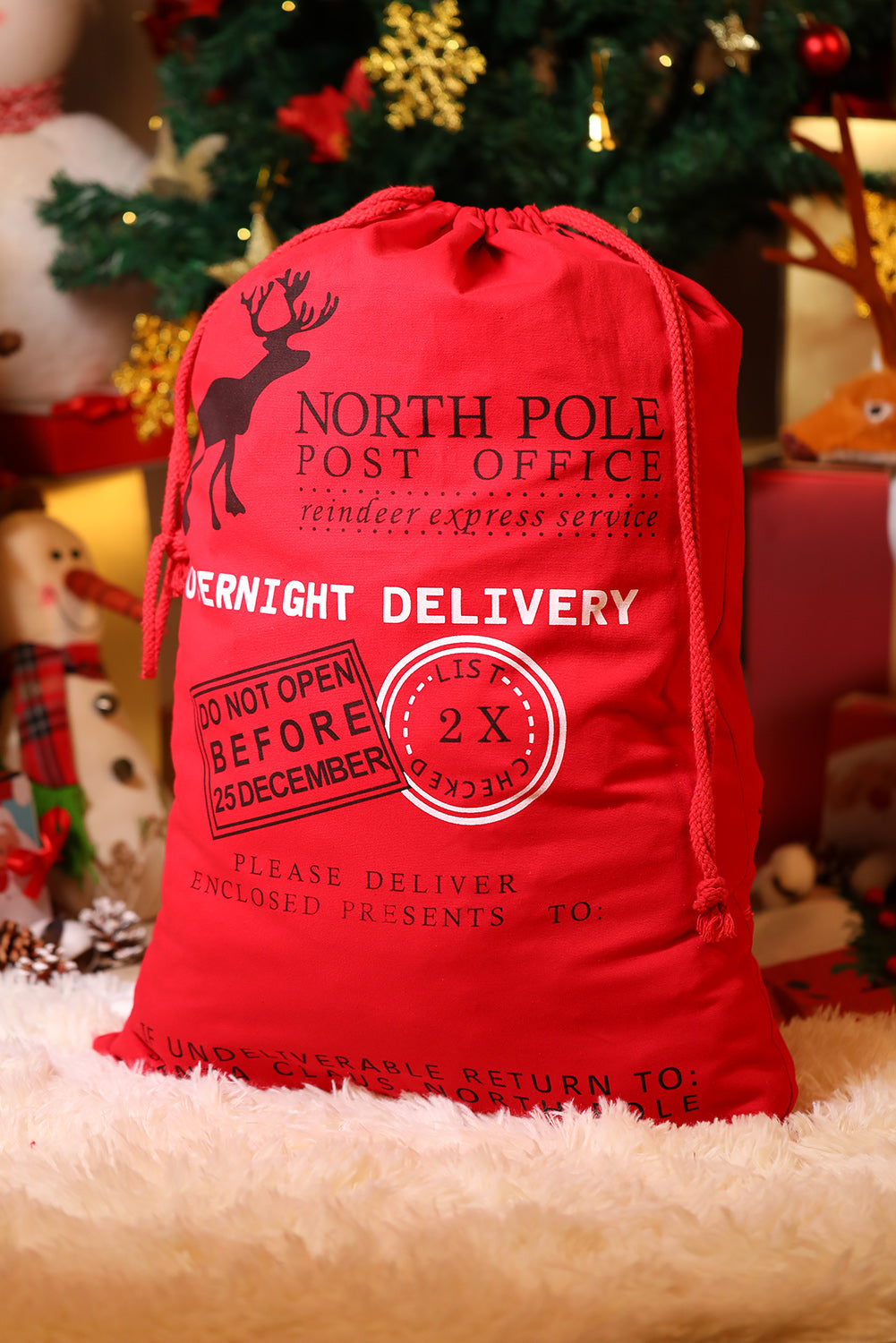 Large Christmas Drawstring Gift Bag