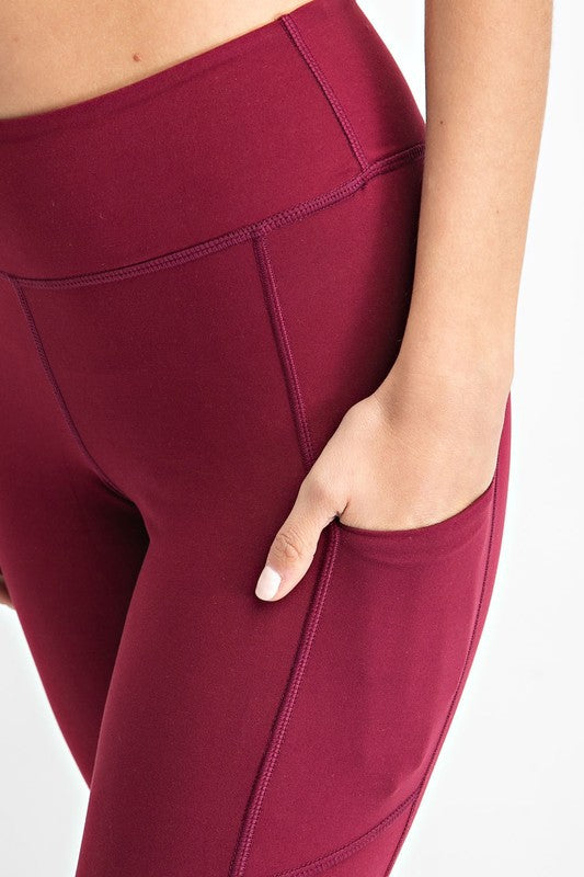 Butter Soft Leggings with side Pockets - Burgundy – Wildflower