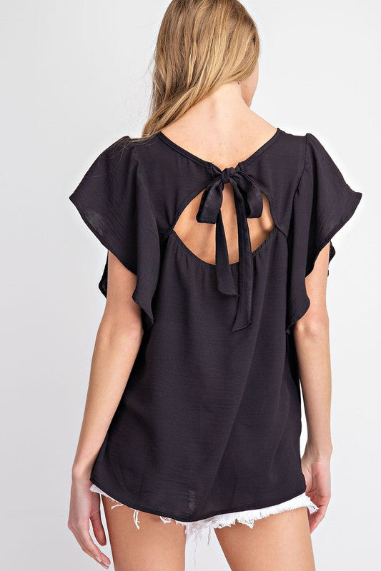 Back Tie Ruffle Sleeve