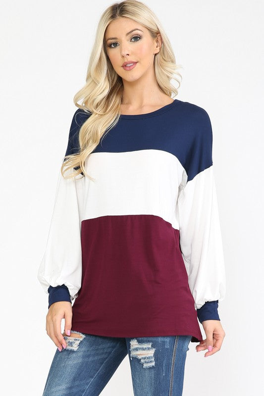 Color Block Tunic Top