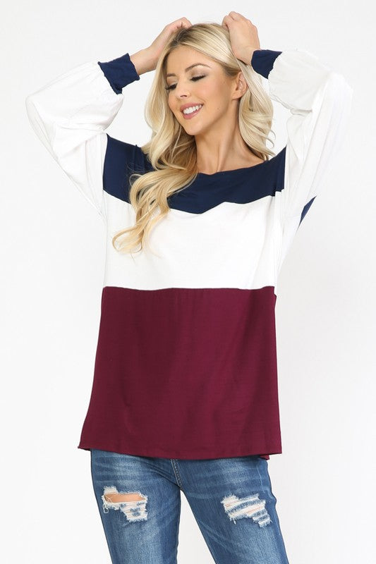 Color Block Tunic Top