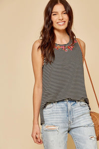 Floral Embroidered Striped
