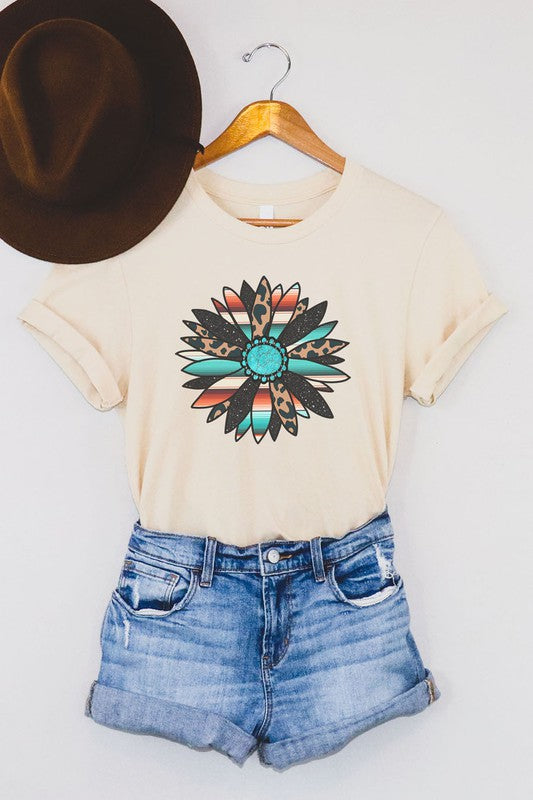 Western Boho Sunflower Light Cream T-Shirt