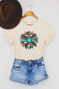 Western Boho Sunflower Light Cream T-Shirt
