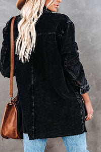 Long Corduroy Shacket - Black