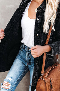 Long Corduroy Shacket - Black