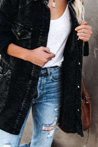 Long Corduroy Shacket - Black