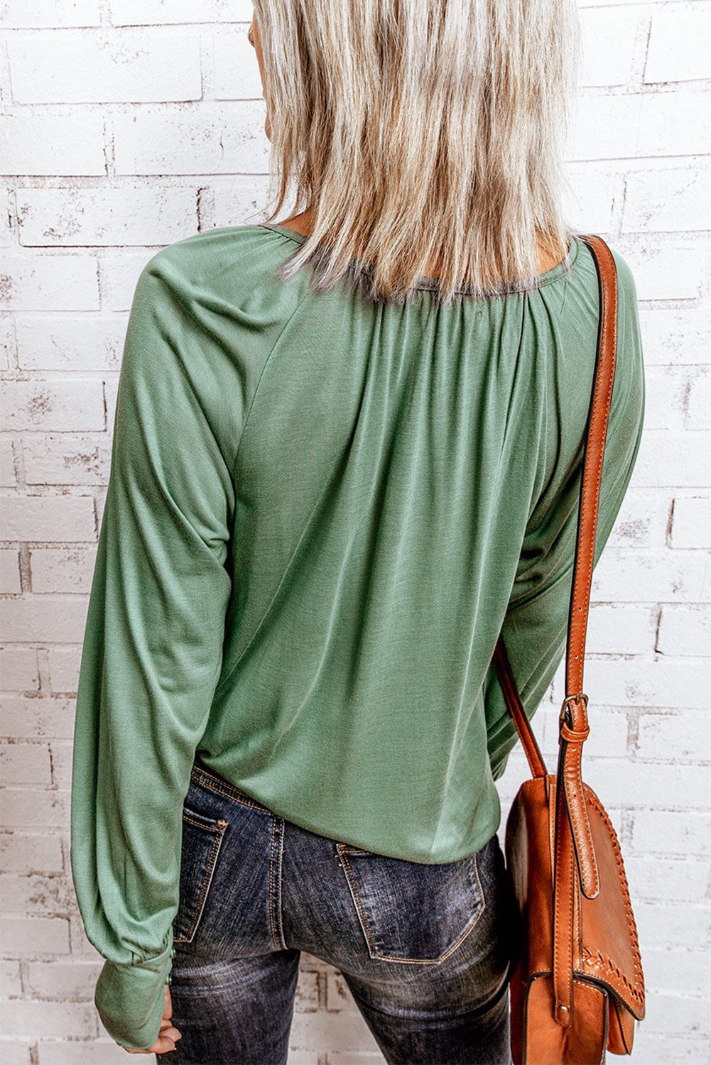 Bubble Sleeve Gathered Top