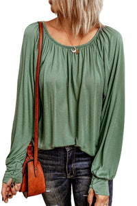 Bubble Sleeve Gathered Top