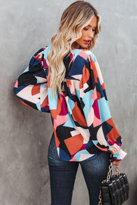 Abstract Puff Sleeve Blouse 2 Color Schemes