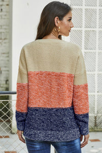 Color Blocked Netted Sweater