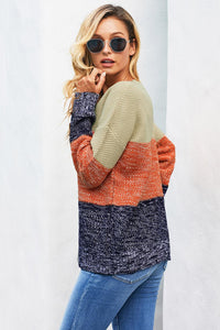 Color Blocked Netted Sweater