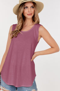 Round Hem Tank Top - Rose